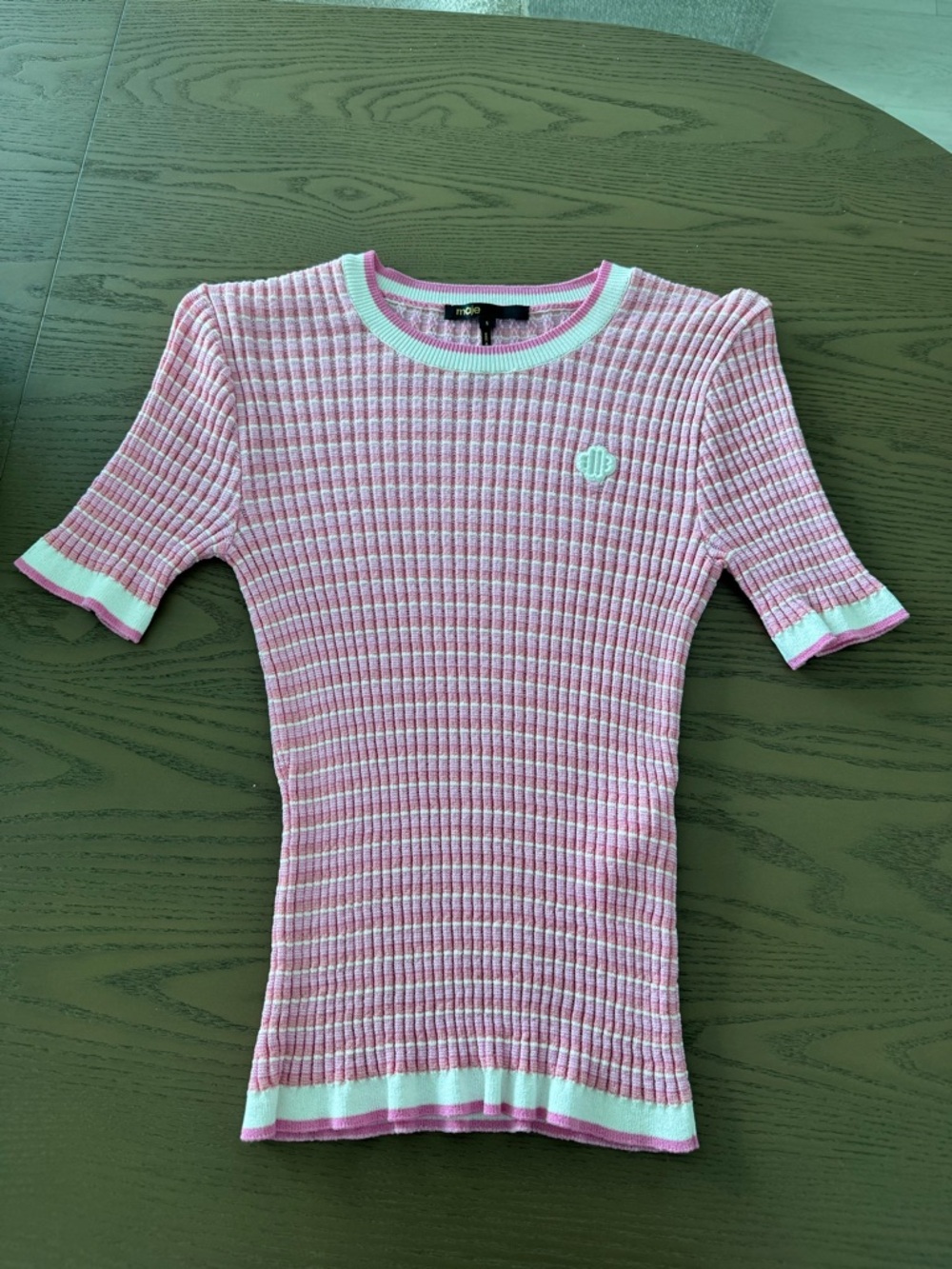 Maje Pink short sleeve knit shirt - Picture 2 of 4